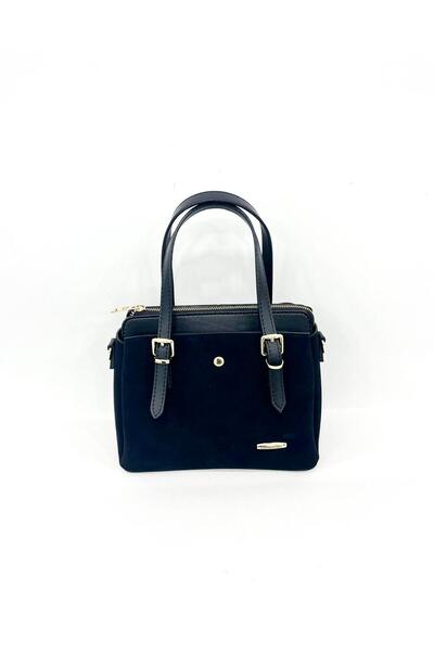 Sanmorris Women's Long Strap 4 Compartment Suede Leather Shoulder and Hand Bag with Gold Accessories