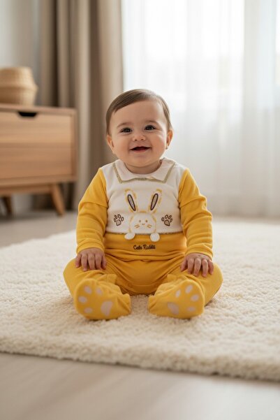 Babydola Babydoıla Velvet Footed Romper with Snap Fasteners on the Back