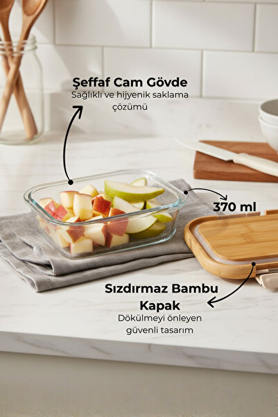 Bambum Satina Lockable Glass Storage Container 370 ml