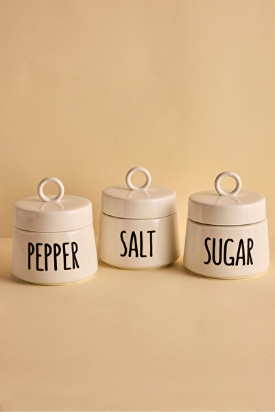 Perotti طقم توابل مريح من لوكا مكون من 3 قطع بغطاء من البورسلين وشكل دائري