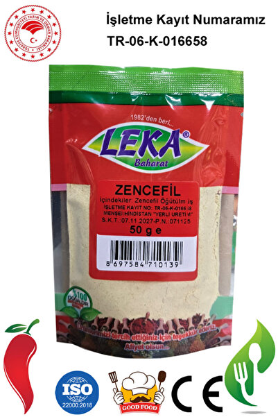 leka baharat Zencefil Tozu 50 g – Yüksek Aromalı Baharat – Tatlı, Çay, Yemek ve Smoothie İçin
