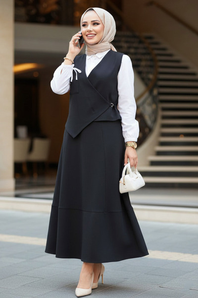 N.S NEVA STYLE بدلة مزدوجة حجاب سوداء 75471S