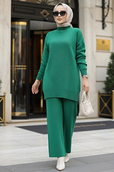 Neva Style Green Hijab Knitwear Double Set 34341Y