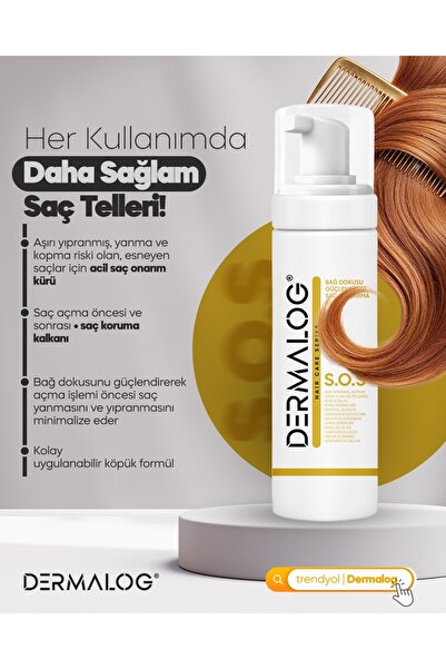 DERMALOG Yanmış Kopmuş Saçlar Için Bağ Güçlendirici Saç Kurtarma Kürü & Onarıcı Saç Bakım Köpüğü 250 ml