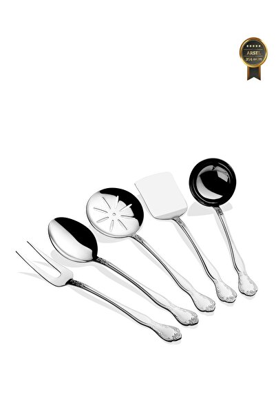 Arsel Dafne Sade Paslanmaz Çelik Sunum Servis Seti - Zarif Desenli, Yüksek Pa...