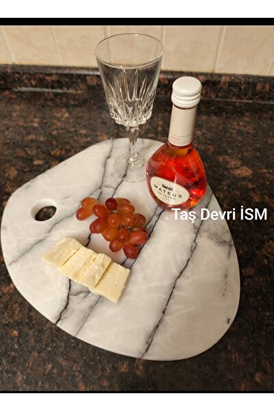 ISM DOĞAL MERMER 30*32 cm MEYVE Ve PEYNİR SUNUMLUĞU Ve KESİM TAHTASI