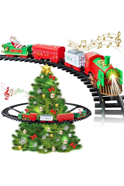 OEM Battery-operated Christmas Tree Train with Tracks, Lights and Sound, Locomotive and 3 Wagons