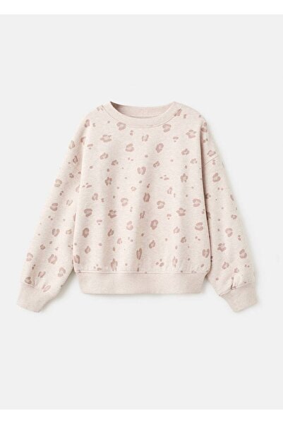 MANGO Kids Leopar desenli koton sweatshirt