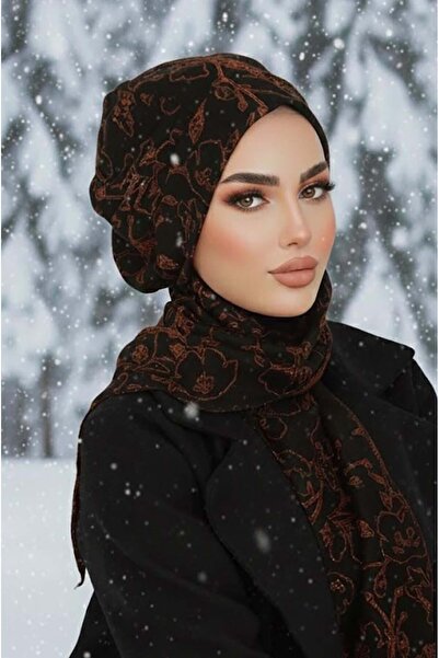 Aişe tesettür قبعة تيسيتير مزخرفة باللونين الأسود والبني