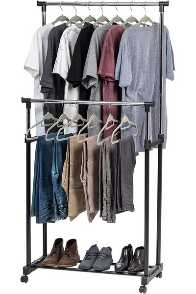 BUNCA ستاند ملابس للمنزل مع رف تخزين للأحذية وعلاقة جانبية لتعليق الملابس,شماعة,دبل بول