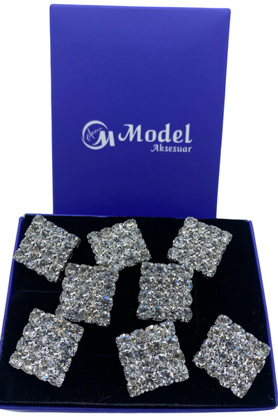 model aksesuar مجموعة من 8 أزرار مربعة 16 جوهرة