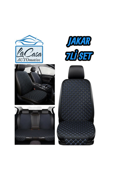 la casa غطاء مقعد سيارة لاكاسا فاخر مبطن ومريح (طقم كامل من 7 قطع) أسود-أزرق