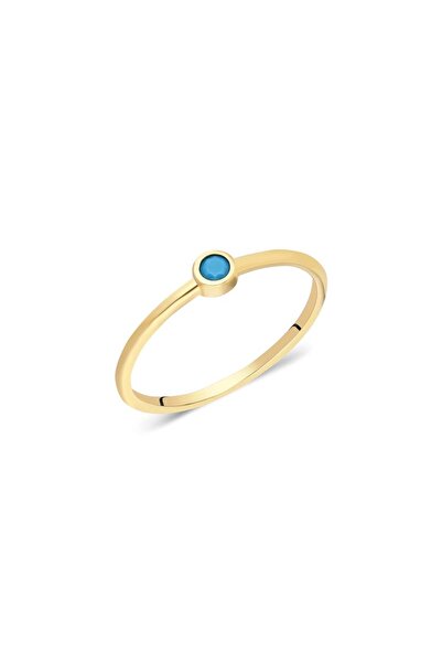 FasekGold 925 Ayar Gümüş Tektaş Firuze Taşlı Tektaş Yüzük-Hediye Yüzük