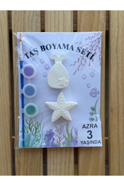 boyamatası Taş Boyama Seti, Deniz Kızı Konsept, Kendin Yap, DIY, Hediyelik, Etkinlik, 10 Adet