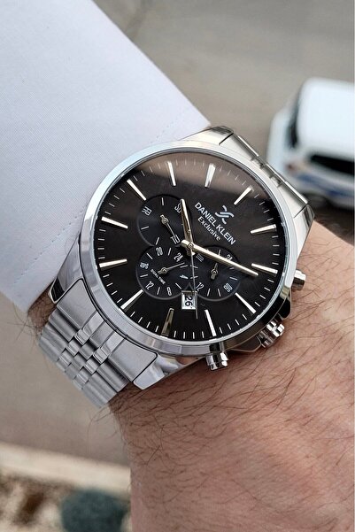 Daniel Klein Fonksiyonlu 2 Yıl Garantili Kadranı Siyah Olan Gümüş Renk Erkek ...