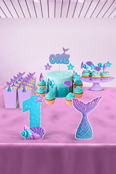 Hey Parti Set de petrecere pentru aniversarea de 1 an cu tematică sirenă - Co...