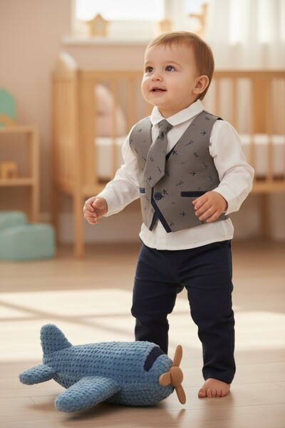 Butik Babydola Baby 4-Piece Vest Shirt Pants Holiday Suit