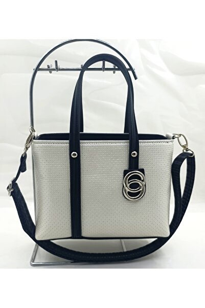 MAC&MOS حقيبة كتف نسائية بيضاء بتفاصيل حزام