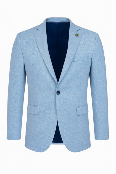 Plus Scorpion Чоловічий блейзер Slim Fit з візерунком Karyağdı – синій і сірий – стильний варіант для повсякденного носіння та офісу