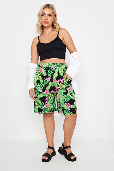 Stil Diva Patterned Large Size Lycra Shorts - Elastic Waist, Loose Fit145102