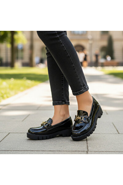 PATİK BEBE Момичешки черни лачени обувки с катарама Martinez School Shoes