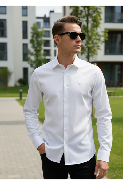 YusGos Men's Classic Regular Fit Regular Collar Long Sleeve Easy Iron Cotton Shirt