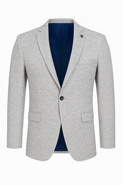 Plus Scorpion Ανδρικό μπλέιζερ με σχέδιο Karyağdı εφαρμοστό – Μπλε & Γκρι – Κομψό casual και συνδυαστικό στυλ γραφείου