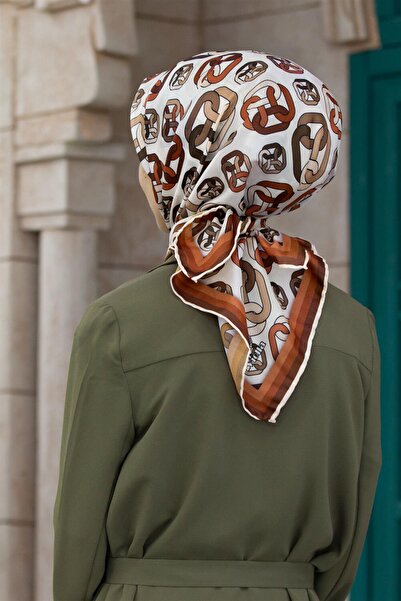 VİOLLA Eșarfă rochie fără mătase, cu motiv de lanț de cristal de culoare maro...