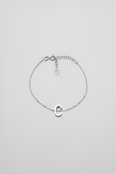 So CHIC... My Story C Harfi 18 Ayar Beyaz Altın Kaplama 18 Cm Gümüş Bileklik