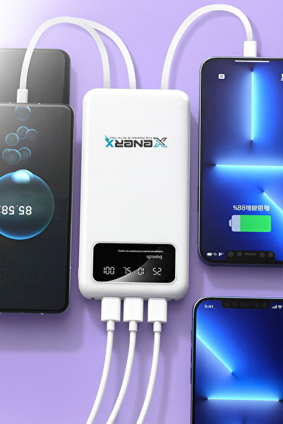 ENERX Enr-p20dc 20.000 mAh 2.1 Amper Dahili Kablolu Powerbank Beyaz