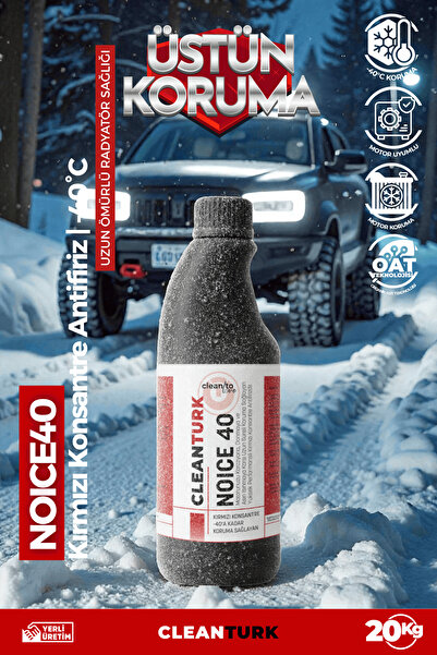 CleanTurk NOiCE40 Kırmızı Konsantre Antifiriz | -40°C Uzun Ömürlü Radyatör Sa...