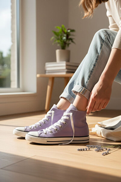 Lideral حذاء رياضي Lilac Convers للسيدات طويل الرقبة، موضة هذا الموسم