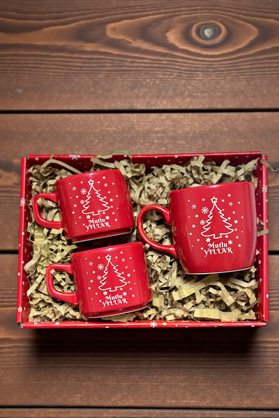 Zemtigo Mutlu Yıllar Kahve Fincan Ve Kupa Takımı Kutulu Yılbaşı Hediye Seti