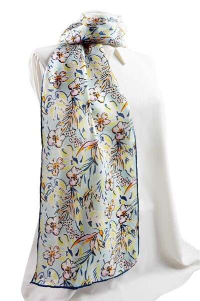 Vissona Çiçek Desenli İpek Fular