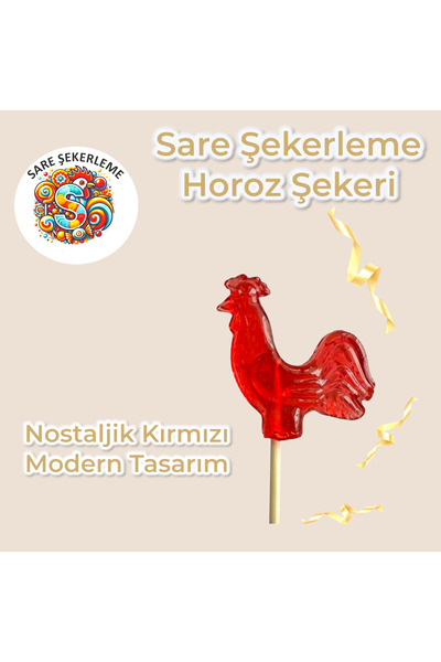 Sare Şekerleme Horoz Şekeri 12 Gr, (60 Adet) Kırmızı Renk Karışık Meyve Aroma...