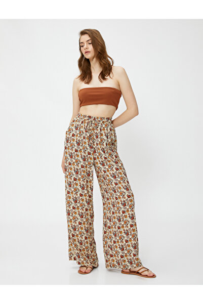 Koton Cu curea în talie, pantaloni palazzo buzunare, floral