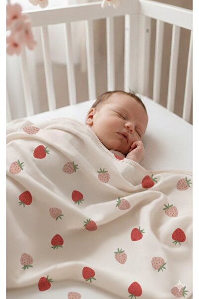 Bubbless بطانية أطفال من القطن الممشط بطبقة مزدوجة من STOKS Strawberry مطبوع ...