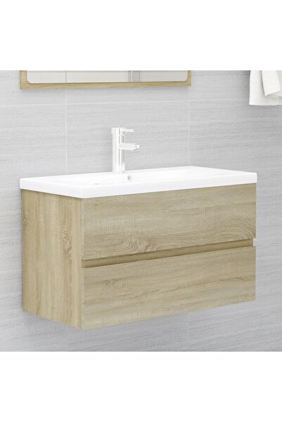 vidaxl Sink Cabinet Sonoma Oak 80x38.5x45 cm Engineered Wood