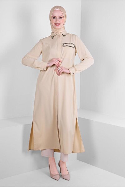 Alvina STONE PRINTED HIDDEN BUTTON LONG TUNIC 43548