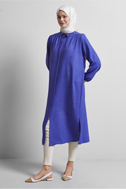 TRENDTESETTÜR Women's Navy Blue Indigo Long Tunic (t 4716)