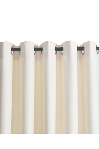 Evcimenhome Thermal Lined Rustic Curtain with Eyelet Metal Rings 170Cmx225Cm Satin Cream