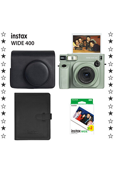 Fujifilm Instax Wide 400 Yeşil Fotoğraf Makinesi Deri Çanta Albüm ve 20'li Fi...
