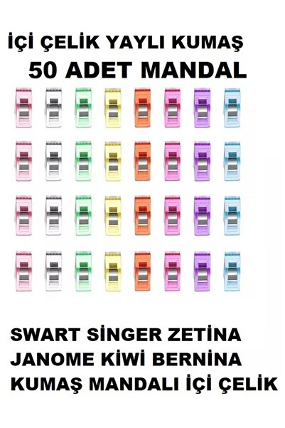 Sewing Machine Bazaar Singer Zetina Bındallı Janome 50 Pieces Colorful Fabric Latches