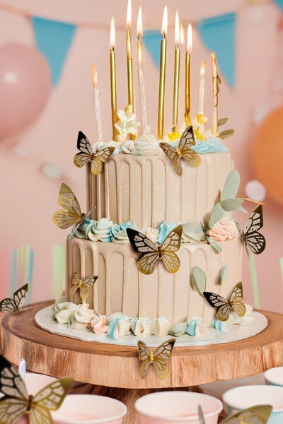 Artikel Gold Yaldızlı Kelebek Parti Süsü, Dekorasyon ve Balon Süsleme 48 Adet