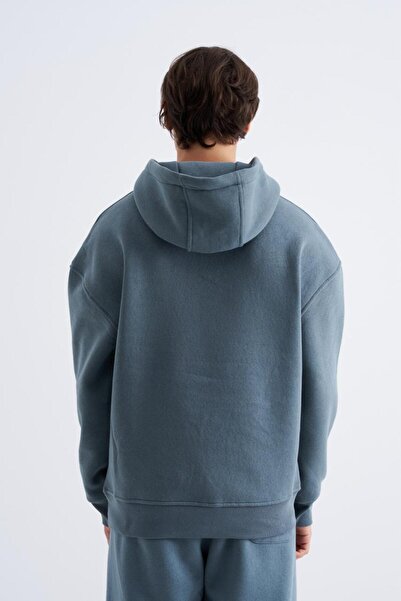 Machinist Ανδρικό φούτερ με κουκούλα Oversize Basic Morning Blue