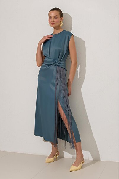 Setre Αμάνικο ολόσωμο φόρεμα με φούντα και λεπτομέρεια στη μέση από χαλαζία