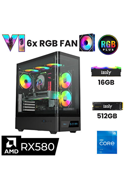 IZOLY Mardy I5 12400f 16gb 500gb M2 Nvme Rx580 8gb Oyuncu Masaüstü Bilgisayarı