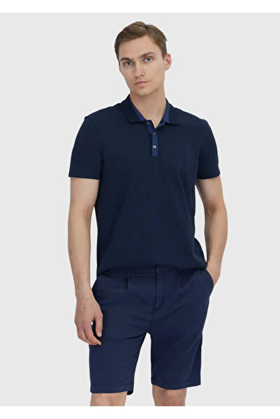 Ramsey Navy Blue Plain Polo Collar 100% Cotton T-Shirt
