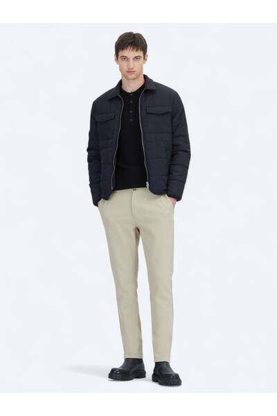 Kip Black Regular Fit Peter Pan collar Casual Woven Coat