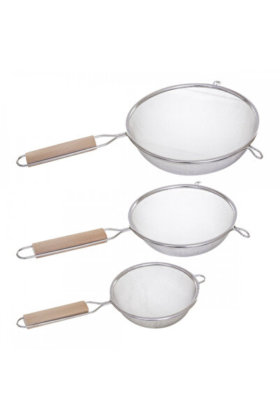 5 five simply smart Set de 3 strecurătoare Contry Side, oțel inoxidabil-lemn, 12-16-20 cm